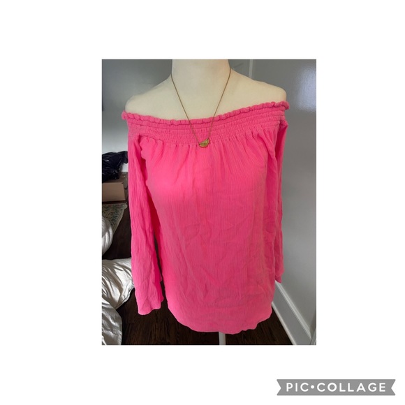 Pink off the shoulder top - Picture 3 of 5